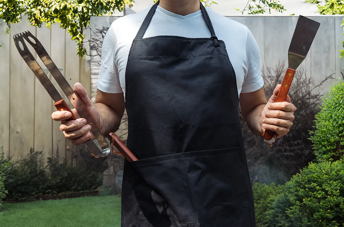 large garden with barbecue